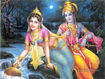 krishna Tableau Peinture - Radha Krishna 3 Hindou